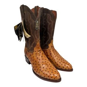 Dan Post Men's Two-Tone Brown Genuine Ostrich Cowboy Boots